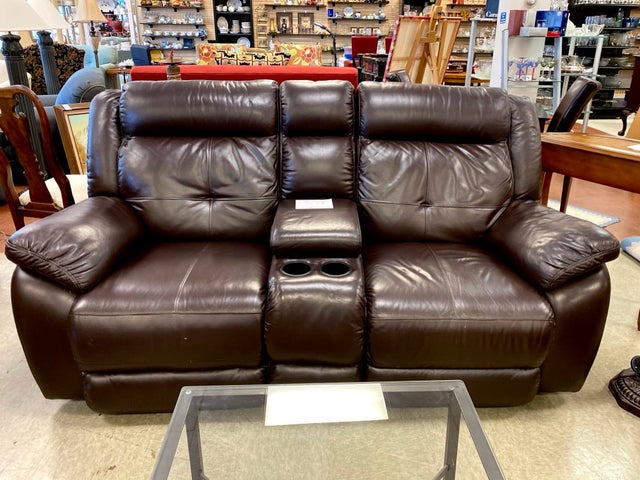 beigh leather air 2 seats double recliner sofa